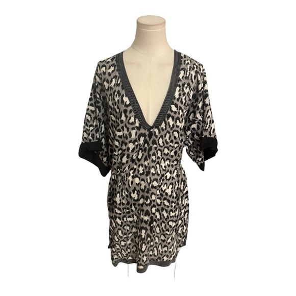 Diane Von Furstenberg Black White Swim Coverup V-Neck‎ Sporty Kleio Size M DVF - Picture 3 of 12